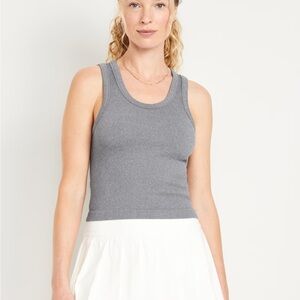 Old Navy Grey Fitted Seamless Ribbed Tank Top